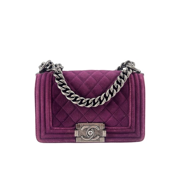 Chanel Boy Purple Velvet shoulder - Picture 1 of 9